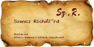 Szencz Richárd névjegykártya