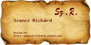 Szencz Richárd névjegykártya