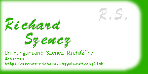 richard szencz business card